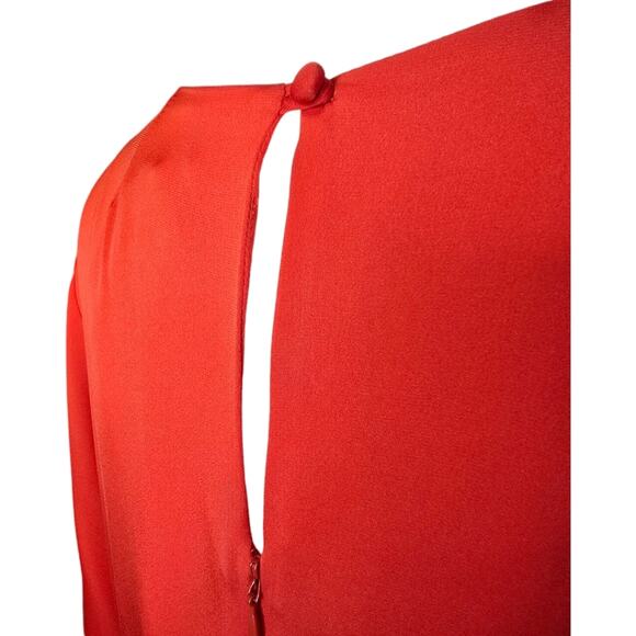 Milly Bell Sleeve Silk Blend‎ Stretch Crepe Midi Shift Dress Flame Orange Size 8 - Picture 6 of 11